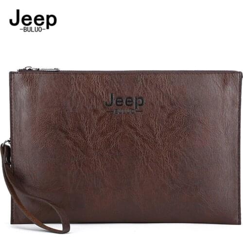 JEEP BULUO Fashion Business Style Mens Handbag Soft PU Leather Clutch Bag Male Card Wallets Elegant Leisure Stylish Men Pouch