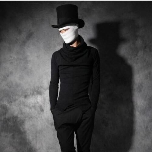 Male slim turtleneck sweater t shirt men personalized sweater heap turtleneck male all-match basic tshirt men black white red