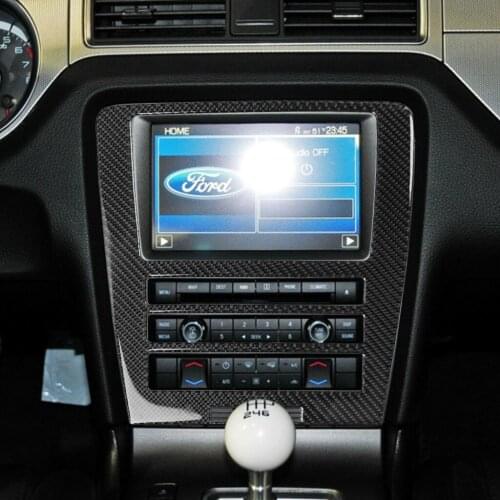 Real Carbon Fiber Sticker Central Control CD Panel With Navigation Cover Trim for Ford Old Mustang 2009-2013 Models Accessories