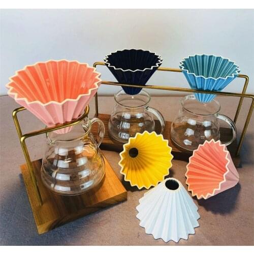 New Espresso V60 Coffee Filter Cup Ceramic Pour Over Coffee Maker with Stand V60 Funnel Dripper Coffee Accessories