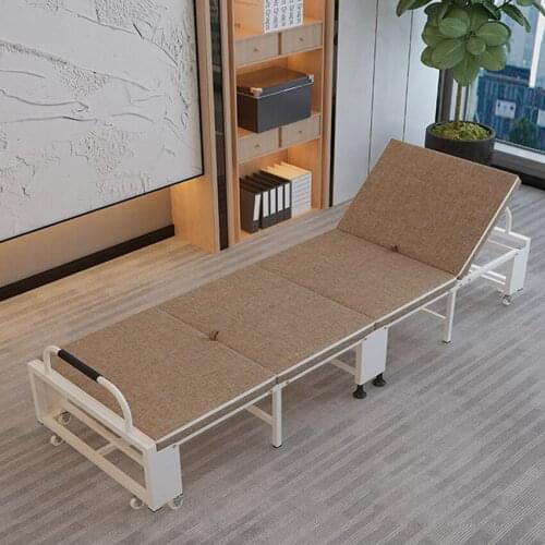 60/70CM Single Folding Bed 4-Fold Military Camping Home Office Simple Lunch Nap Bed Accompany Sofa Recliner Bed Lounge Chair