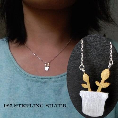 Fashion small flower pot S925 sterling silver pendant necklace for women Simple Clavicle chain for Valentines day