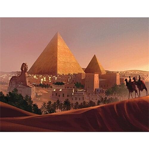 Landscape Egypt Pyramid 5d DIY round Diamond Painting full squar Cross Stitch scenic Diamond Embroidery home Decorative gift