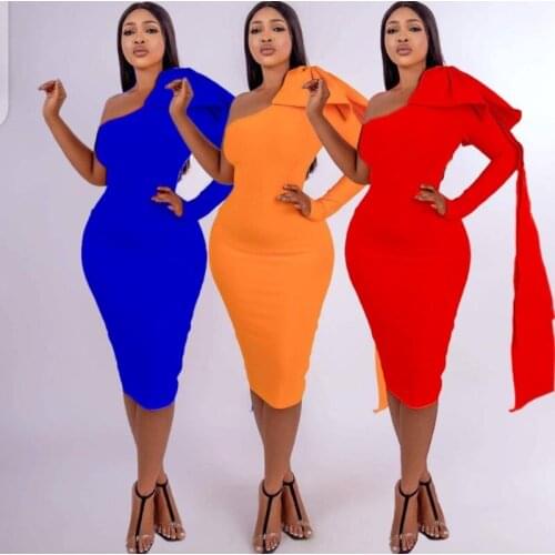One-Shoulder Long Sleeves Sheath Sexy Dresses Evening Dress Prom Party Robe De Soiree Formal Sheath Dress simple robe