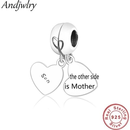 Fit Original Pandora Charms Bracelet 925 Sterling Silver Pendant Mom Son Heart Dangle Berloque For Mothers Day Gift
