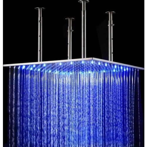 20"x 20" LED Ceiling Mounted Rain Shower Head Stainless Steel Polished Nickel