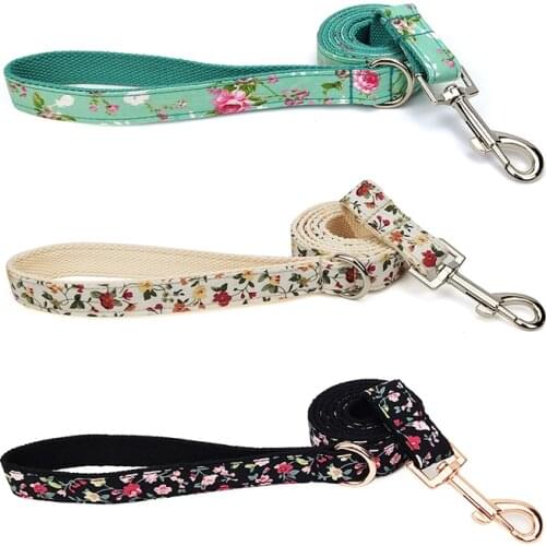 All Seasons Chihuahua Accessories Cane Corso Floral Pattern Large Medium Dog Pets Nylon Leash Material Doberman Leash for Dogs
