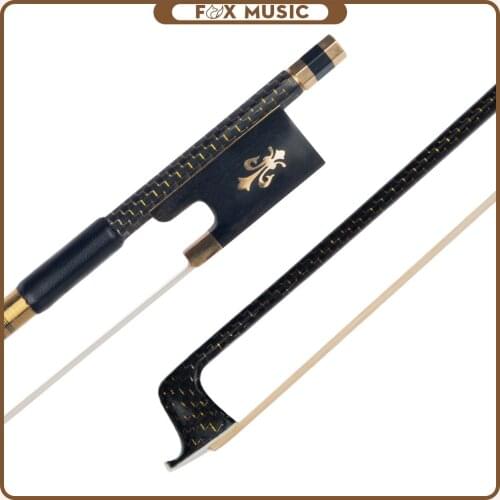 Professional 4/4 Violin/Fiddle Bow Golden Silk Braided Carbon Fiber Bow White Horsehair Ebony Frog W/ Fleur-de-lis Inlay Durable