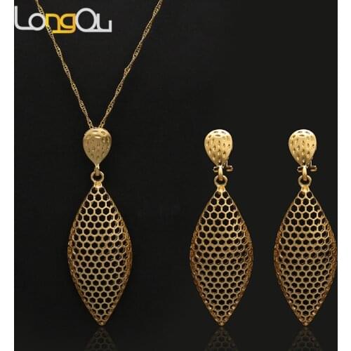 Jewelry Luxury Dubai Fashion Big Earrings Pendant Necklace Jewelry Set Women Square sword For Party Gift Statement Jewelry
