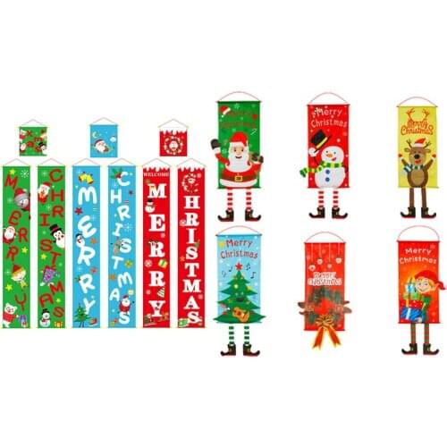 Christmas Porch Door Shop Window Garland Christmas Pendants Decorations Porch Drop Ornaments Sign Xmas Hanging Cloth Decor