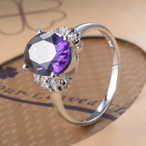 Natural Amethyst 925 Sterling Silver Ring Ring Lady