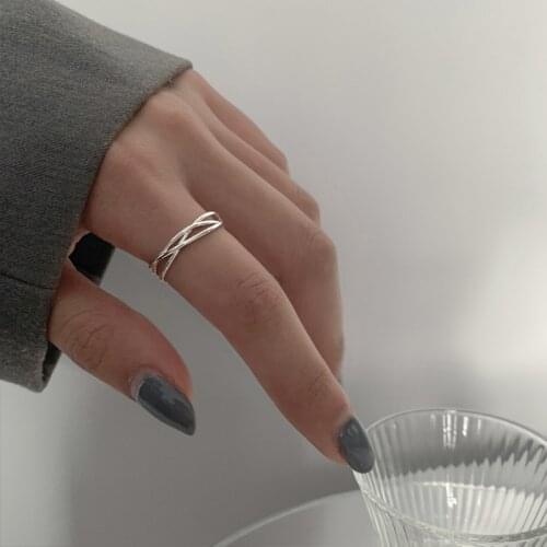 S925 silver jewelry with cross open ajustable ring simple ins fashion wild index finger ring for female party gifts wholesale