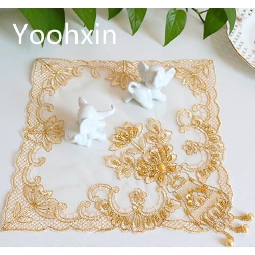 Modern Lace Beaded Embroidery Table Place Mat Wedding Pad Cloth Drink Placemat Cup Mug Dinner Tea Coaster Glass Doily Kitchen