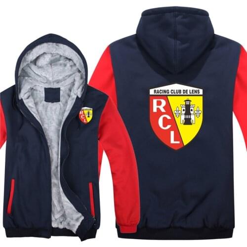 Euro Club Rc Lens Hoodies Fashion Jacket Winter Men Thick Rc Lens Football Sweatshirts Coat