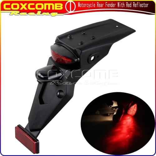 Motorcycle Universal Fender LED Stop Tail Light Rear Mudguard w/License Plate Bracket For Yamaha Honda Suzuki Kawasaki