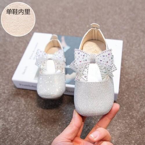 Spring Fashion Toddler Crystal Bow Leather Kids Dress Little Girls Party Shoes 2021 Princess Child Baby Girl 1 2 3 4 5 6 Years