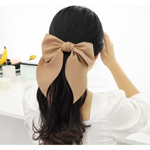 Korean version of retro solid color bow hairpin temperament ponytail sweet Japanese net red hairpin headdress