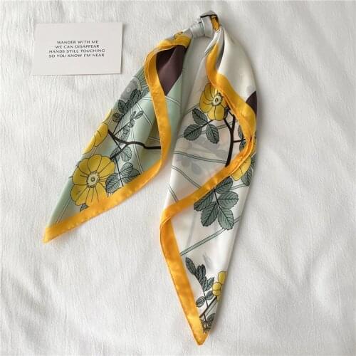 Lady Hair Band Silk Scarf Print Square Bag Scarves Fashion Neckerchief Head Wraps for Women Bandana Female Foulard Small Hijab