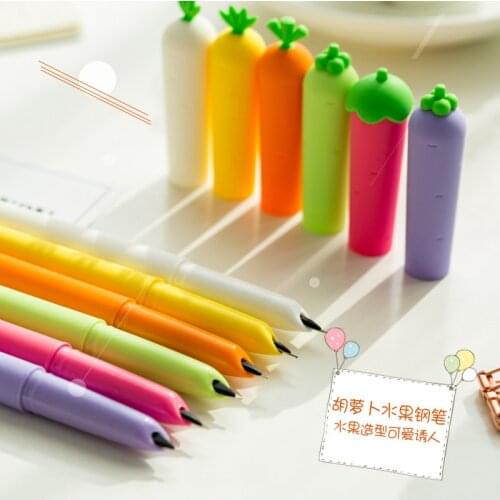 1pcs South Korea stationery simulation vegetable pen can change ink bag to pen radish silicone modeling pen 2 sticks 4
