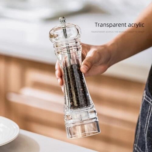 Salt and Pepper Black Grinder Transparent Spice Pepper Mill With Strong Adjustable Ceramic Grinders Kitchen Cooking Tools Gadget
