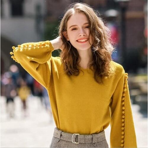 Artfeel New Arrival Autumn Womens Sweaters 2018 Winter Sweet Girl Sweater Slim Sweater Yellow Loose Casual Sweater Plus Size