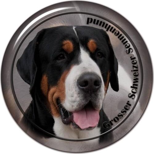 B0890# 13CM/17CM Self-Adhesive Decal Grosser Schweizer Sennenhund Dog Car Sticker Decors on Bumper Rear Window Laptop