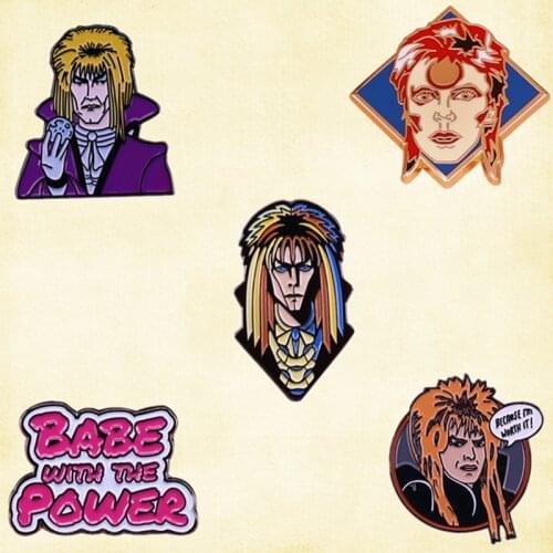 Bowie Labyrinth forever the Goblin King Jareth Toby babe with the power enamel pin Jim Henson George Lucas movie brooch