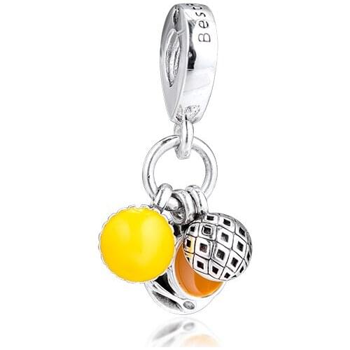 Fits Pandora Bracelet 925 Sterling Silver Egg Tart Milk Tea & Pineapple Bun Dangle Charm Beads for Women Jewelry DIY Making