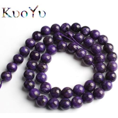 Natural Stone Charoite Beads Gem Smooth Purple Round Loose Bead 6mm 8mm 10mm For Jewelry Making DIY Bracelet Necklace 15'Strand
