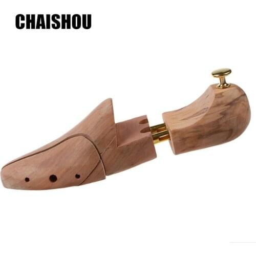 CHAISHOU 1 pair of camphor wood shoes tree double tube solid wood Adjustable Shoe Shaper Mens Shoe last CS-164