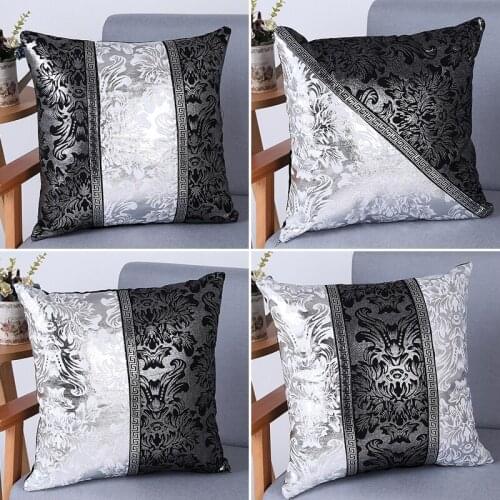 Decorative Luxury Vintage Cushion Cover 45x45cm Black and Silver Floral Pillow Case For Car Sofa Decor Pillowcase Pillow Covers