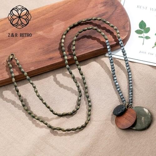 Stone Beads Long Necklace for Jewelry Vintage Rope Chain Necklaces necklaces & pendants Jewellery Suspension Chokers 2021 New