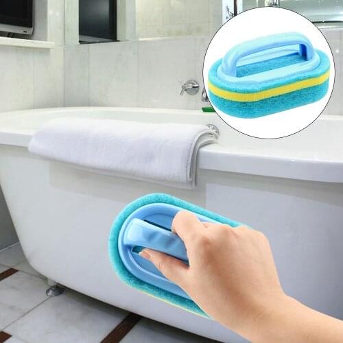Home Cleaning Plastic Handle Sponge Wipe Kitchen Clean Tools Magic Strong Decontamination Sponge Tiles Brush Bath Brush
