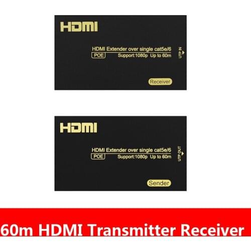 HDMI extender sender&receiver POE RJ45 ( HDMI ethernet extender)1080P with power adapter up to 60M