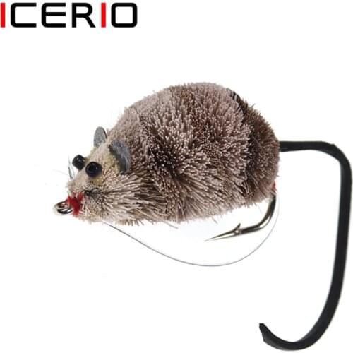 ICERIO 1 Piece/box Deer Hair Mouse Fly Topwater Lures Poppers Trout Bass Pike Fishing Fly Floating Rat Baits 2/0