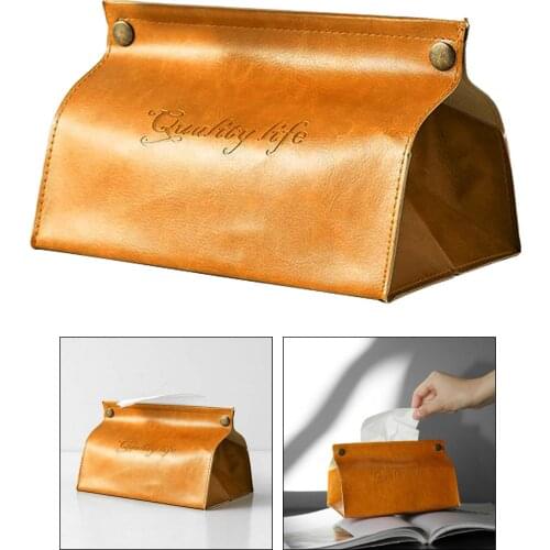 PU Leather Tissue Box Cover Napkin Paper Facial Paper Holder Case Home Decor for Kitchen Car Dining Table