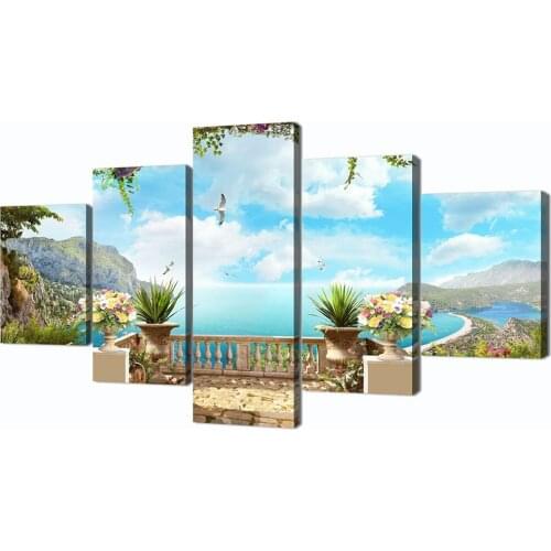 Garden Pictures for Living Room Ocean Painting 5 Piece Modern Wall Art Canvas Print Home Decoration Bedroom Wall Art for Living