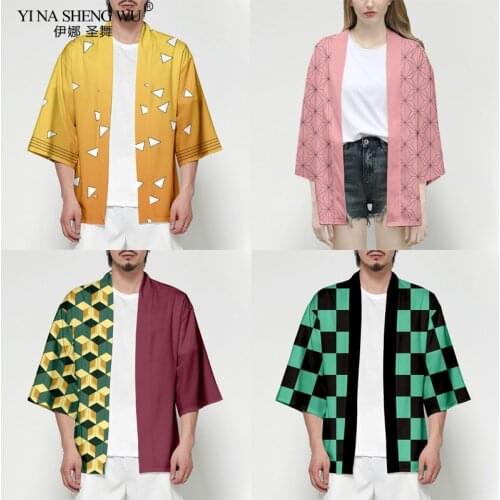 Anime Demon Slayer Kimetsu No Yaiba Tanjiro Kamado Cosplay Costume Men Kimono Plus Size Jackets Halloween Party For Women Hot