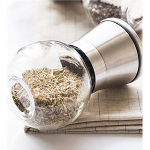 Creative Stainless Steel Rotary Pepper Grinder Personalized Seasoning Jar Manual Grinder Glass Grinding Bottle
