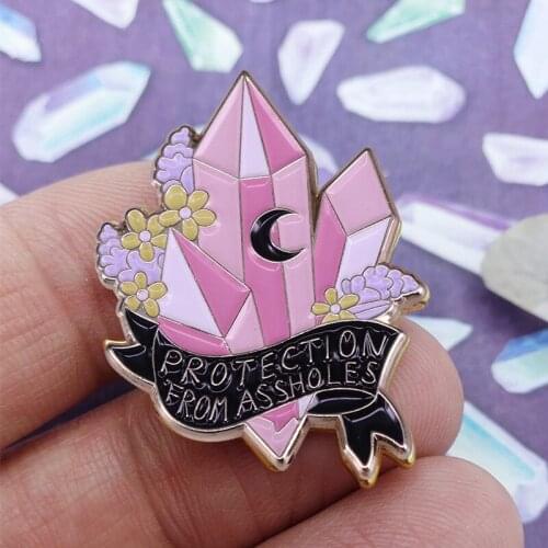 Crystal Quartz Protection from Assholes Enamel Brooch Pin Hat Bag Lapel Pins Badges Women Mens Fashion Jewelry Accessories