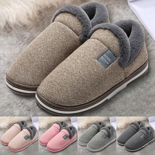 Fashion Warm Home Slippers For Men Winter Furry Short Plush Man Slipper Non Slip Bedroom Slippers Women Couple Indoor Male Shoes