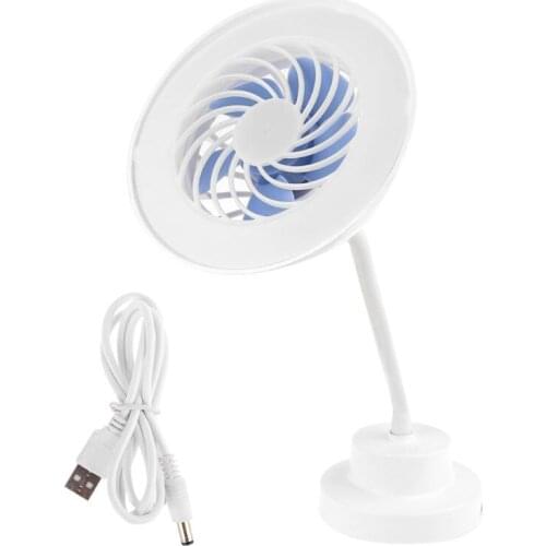 USB Powered Desk Fan Lamp Sensor Switch 3 Speed Table Fan LED Light Camping Home