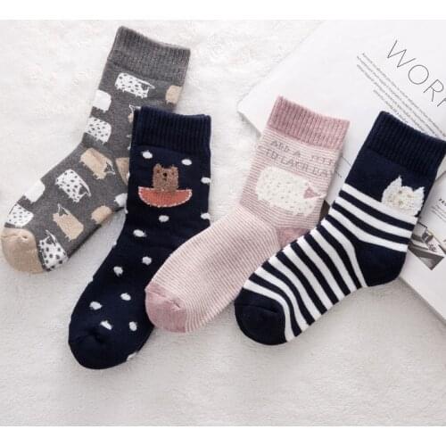PEONFLY Spring New Arrivl Women Cotton Socks Bule striped Cartoon Sheep Cute Ankle Socks Casual Animal Gril Socks 35-40