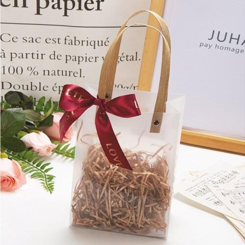 PVC Transparent Gift Bag with Handles Birthday Party Decor Supplies Wedding Souvenir Tote Bag Wedding Candy Box Packaging Bags