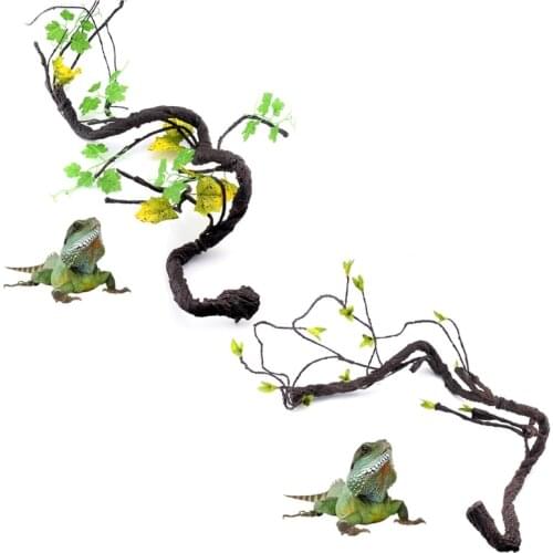 Reptile Plants Plastic Artificial Jungle Forest Branches Vine for Amphibian Tank N0PA