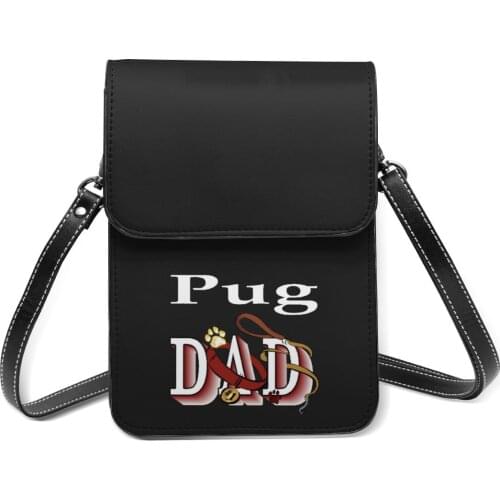 Pug Dog Shoulder Bag Outdoor Woman Mobile Phone Bag Gift Stylish Leather Bags