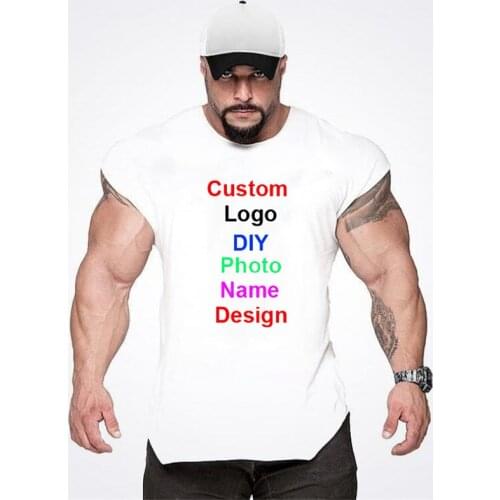 Your OWN Design Brand Logo/Picture Custom Mens DIY Cotton Tank Top Bodybuilding Sleeveless Shirt Gym Fitness Training Clothing