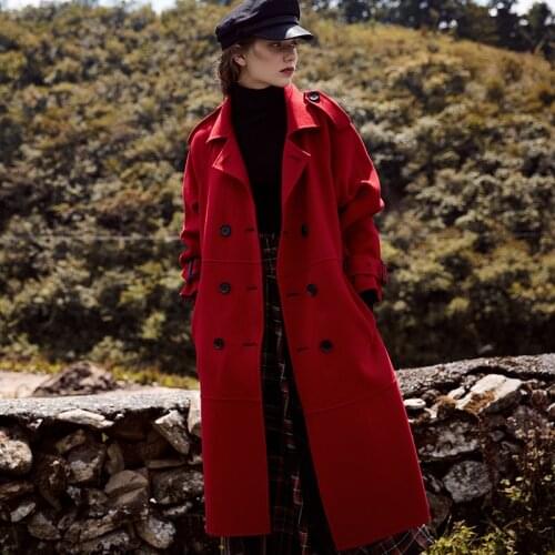 High End Cashmere Overcoat Womens Middle Long 2021 New Double Faced Woolen Cloth British Style White Wool Overcoat