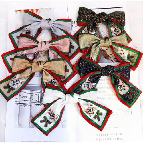 Satin Hair Bow Small Cat Big Bow Hairpin Korean Original Silk Hairband New Pattern Printing Hairband Hair Ornament