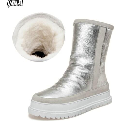 Brand Fur one boots Women shoes Winter Boots 2019 New Fashion Shoes Warm Wool Winter Snow Boots Real Leather Shoes Woman Boots